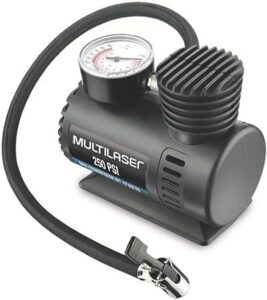 Compressor de Ar 12v Vazão 15l + Min 250psi 3 Bicos Adaptadores Multilaser AU601 É Bom