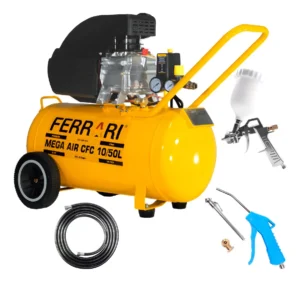 Compressor de Ar Direto 2HP CFC 10/50L com Kit Multiuso Ferrari 110V É Bom